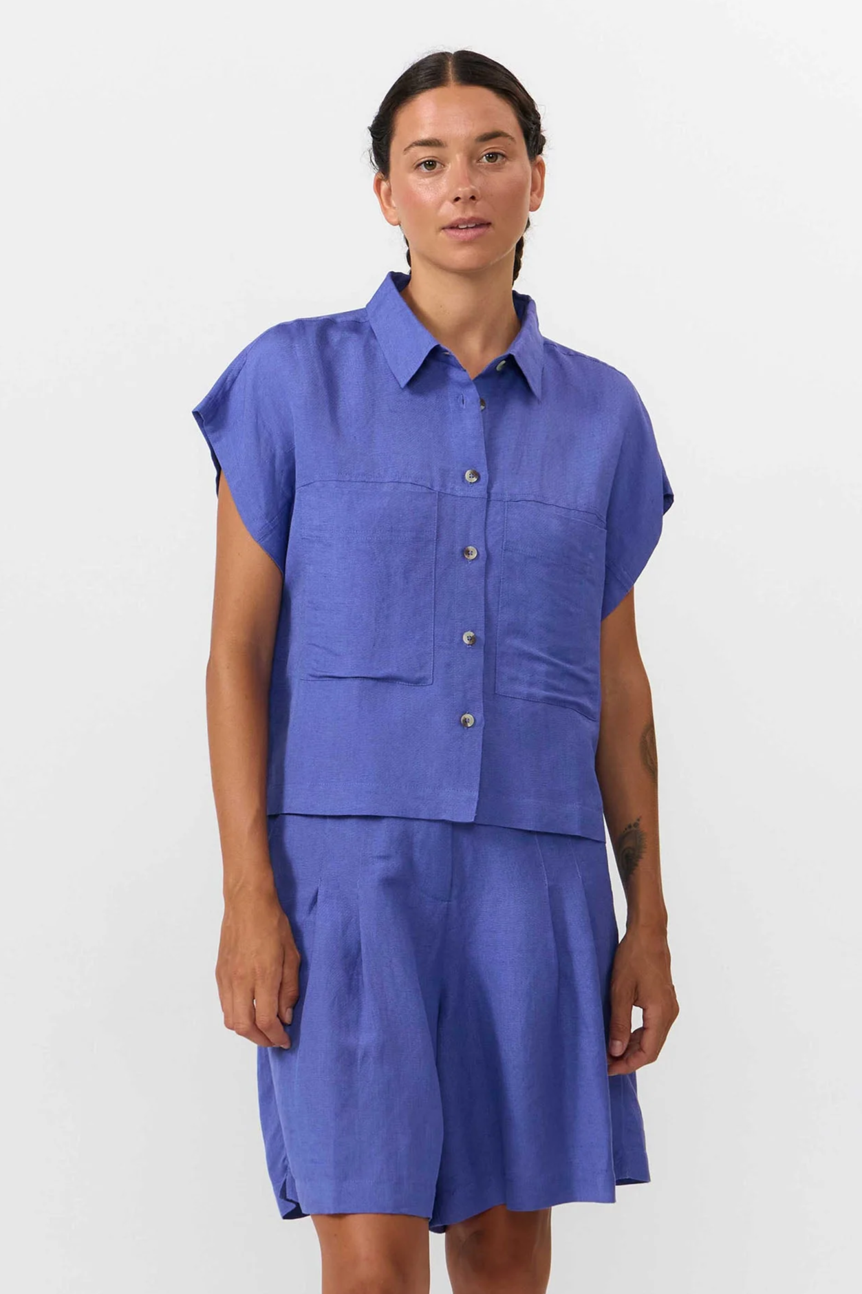 Image of SUITE13LAB dames vegan Shirt Amur Middenblauw