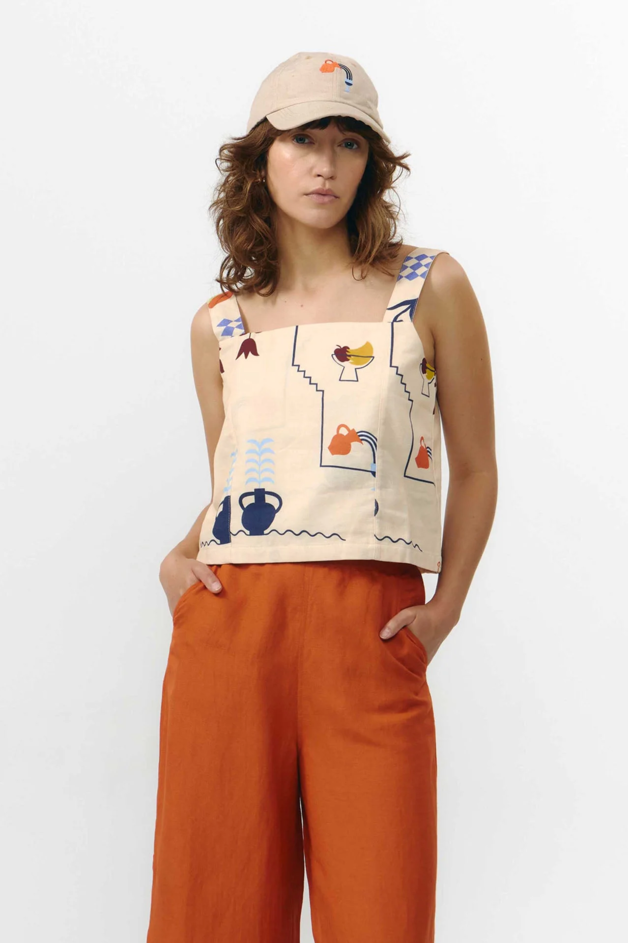 Image of SUITE13LAB dames vegan Top Odiel Print Feestdagen Beige