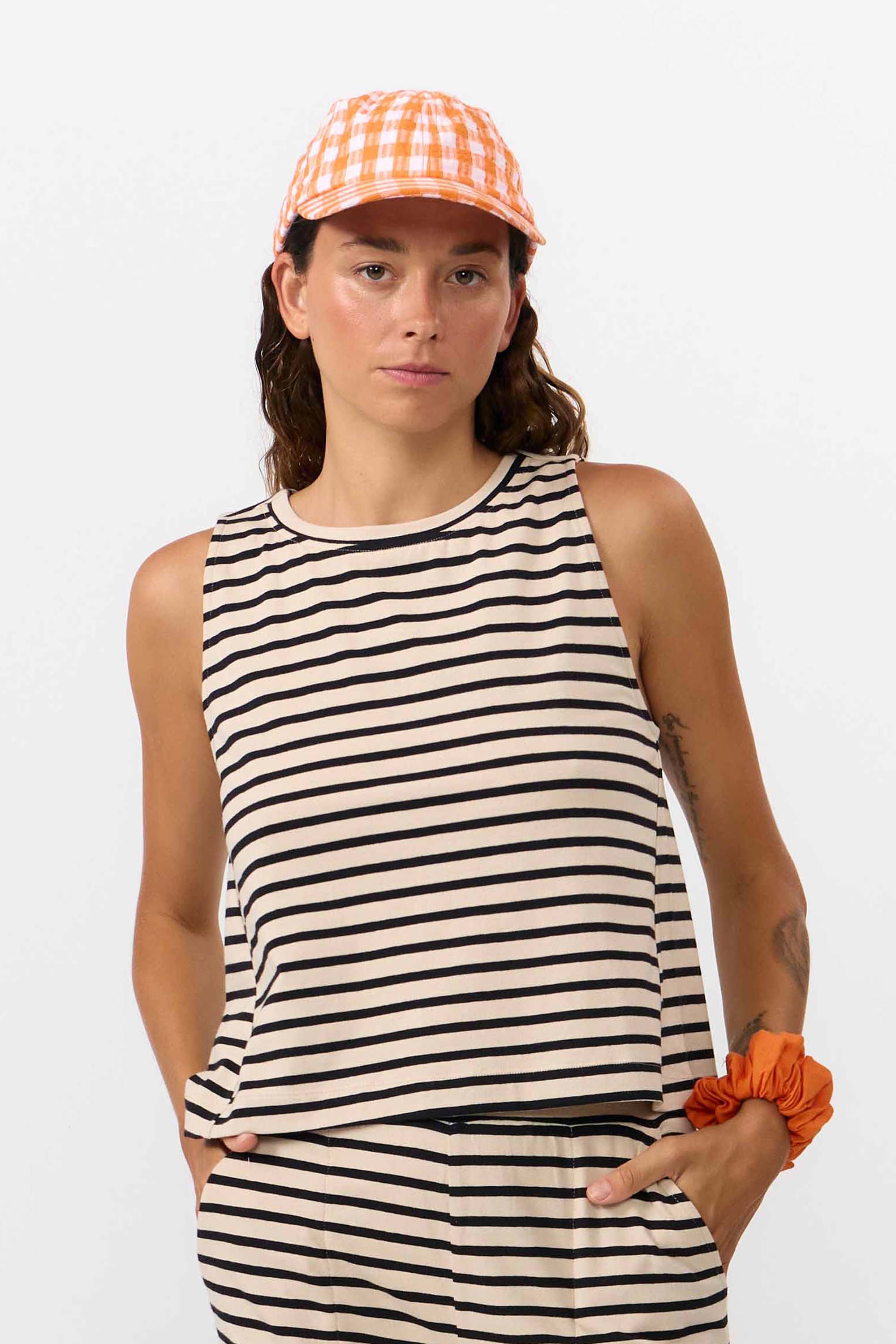 Image of SUITE13LAB dames vegan Top Sil Stripes Zwart