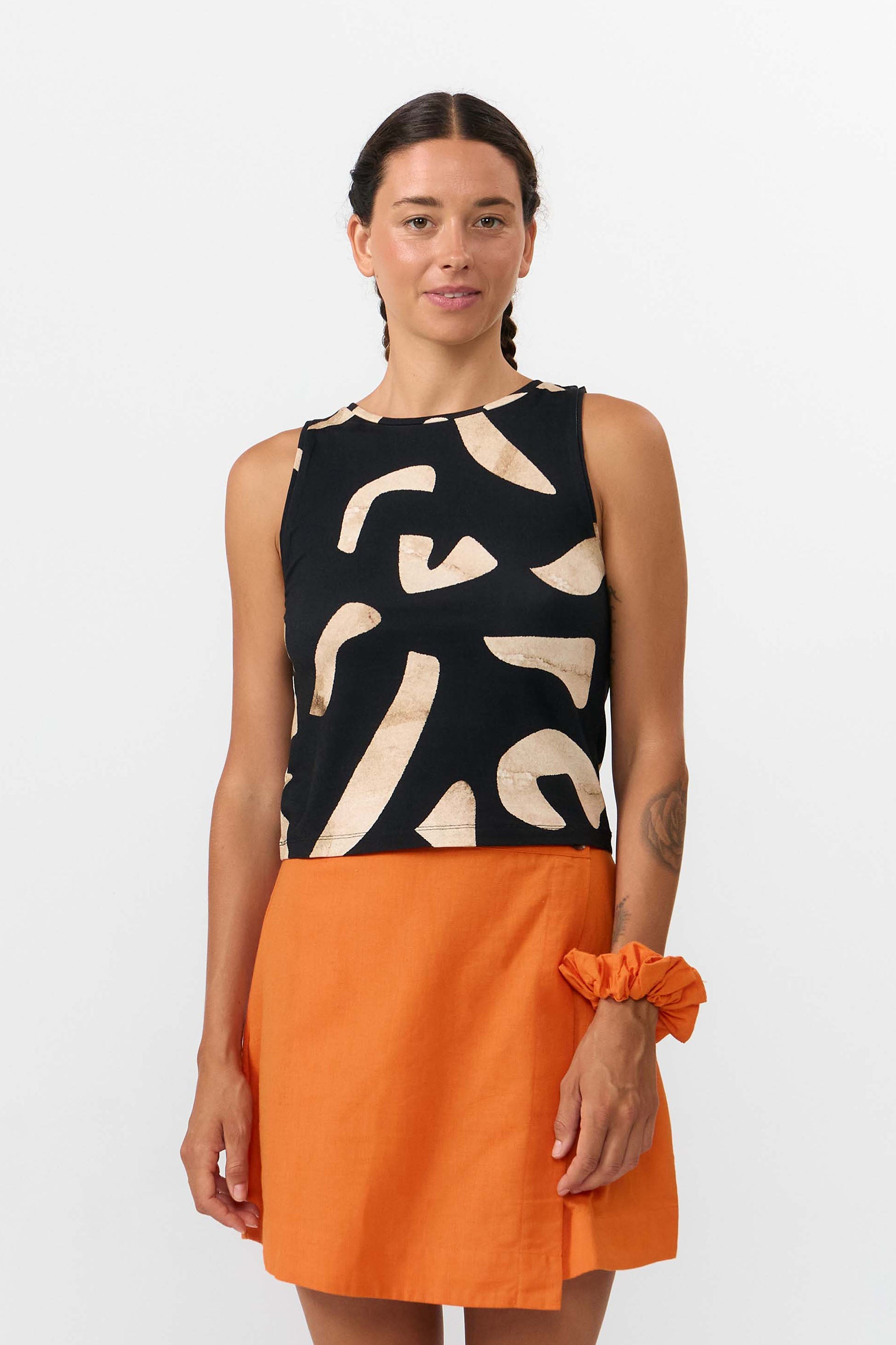 Image of SUITE13LAB dames vegan Top MiÃ±o Print Stones Zwart