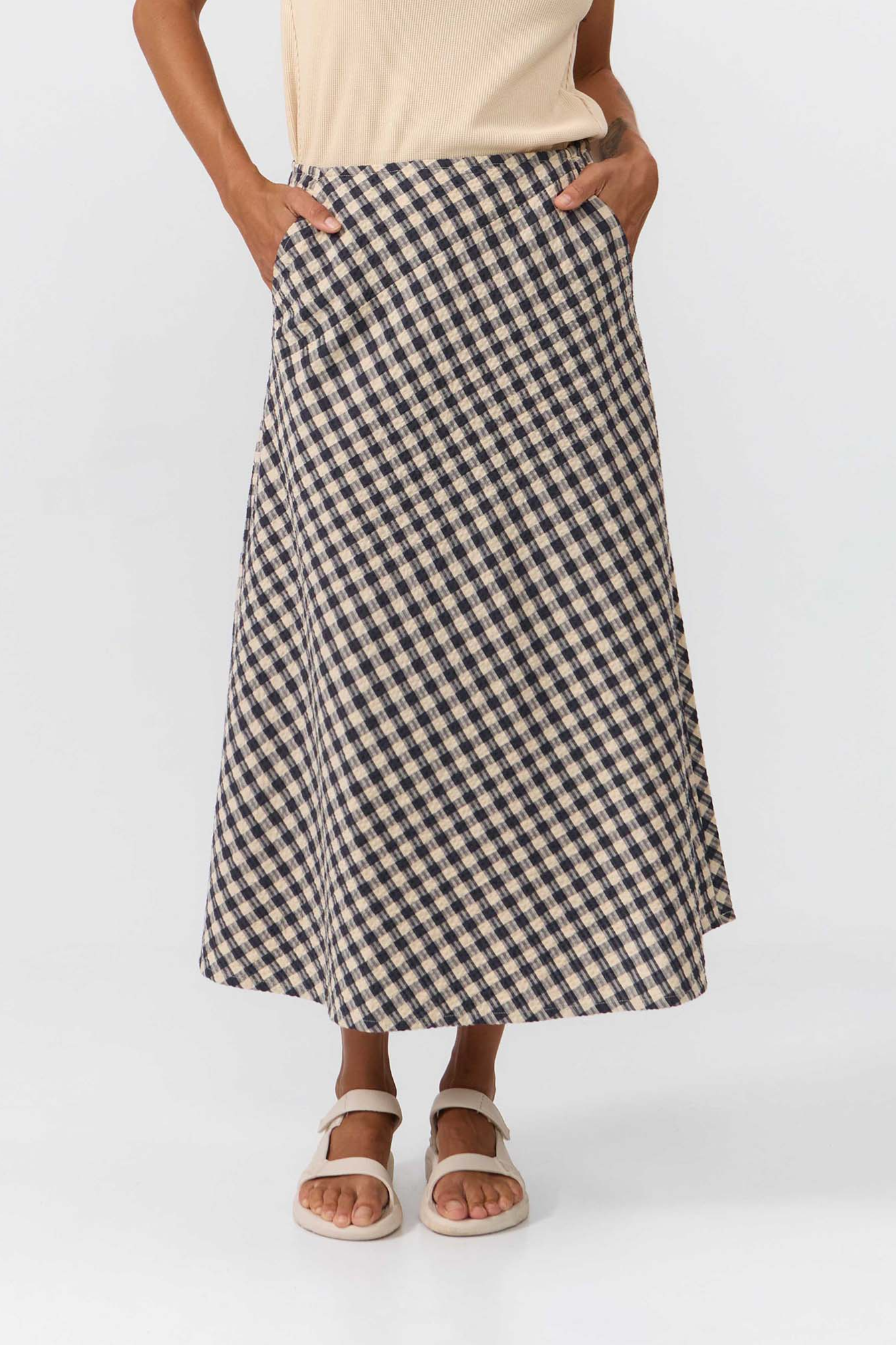 Image of SUITE13LAB dames vegan Rok Belen Geruit Grijs
