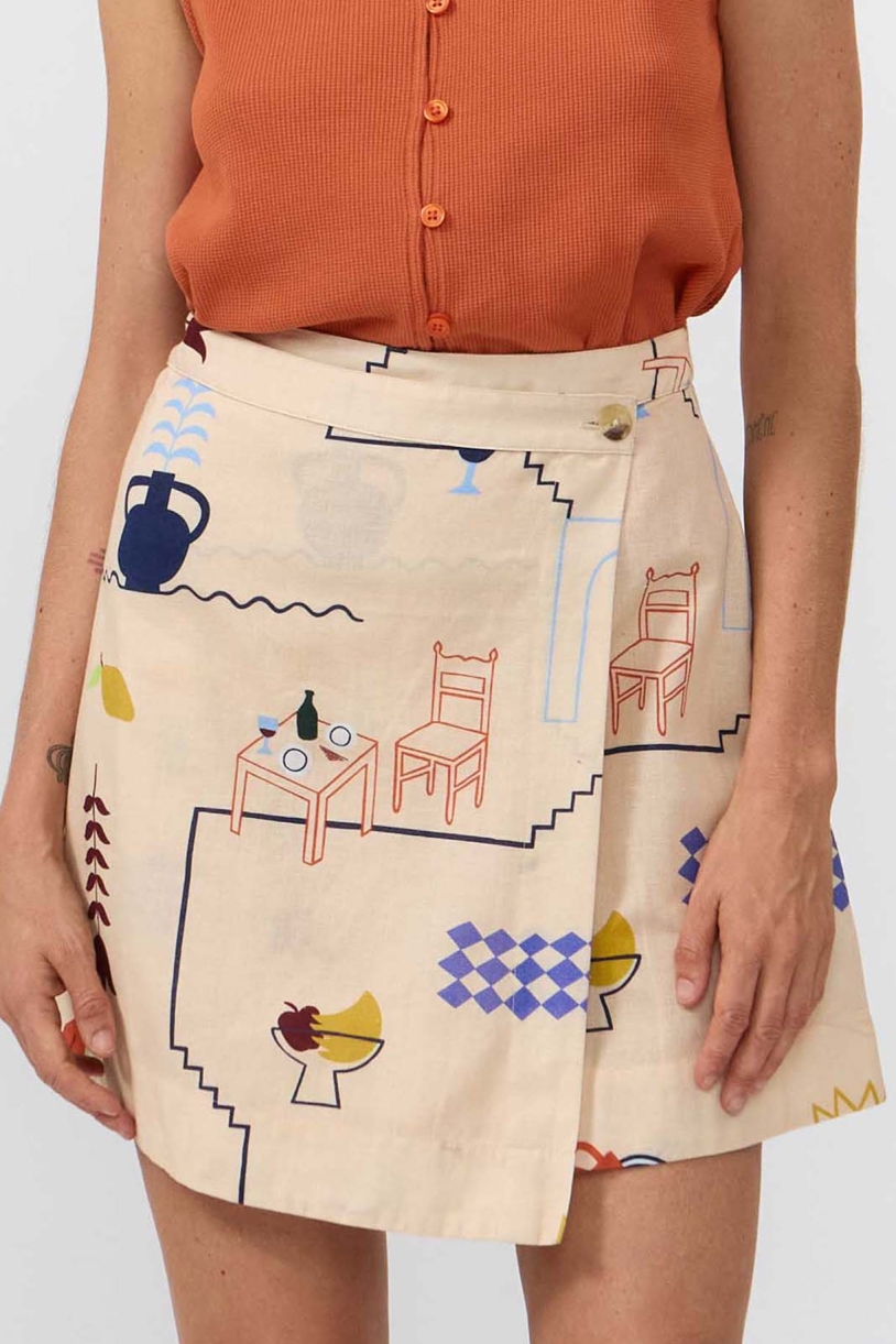 Image of SUITE13LAB dames vegan Polorok Met Print, Vakantiebeige