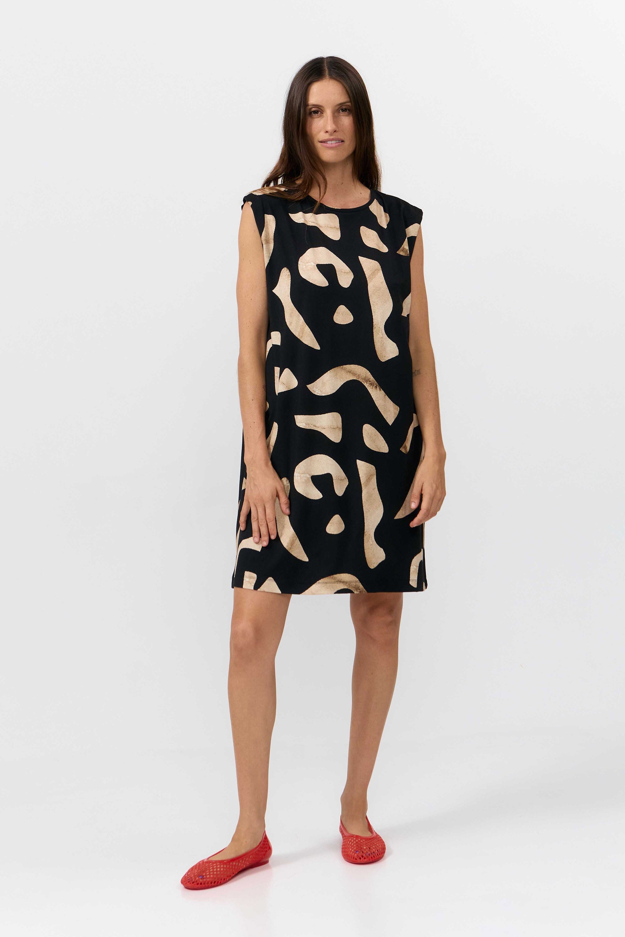 Image of SUITE13LAB dames vegan Jurk Met Shire-Print En Stenen, Zwart