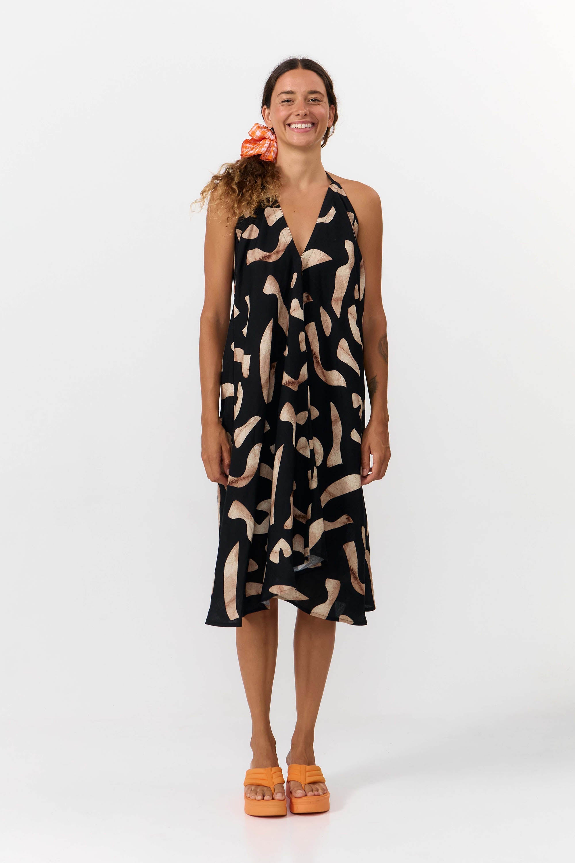 Image of SUITE13LAB dames vegan Jurk Mp Short Print Stones Zwart