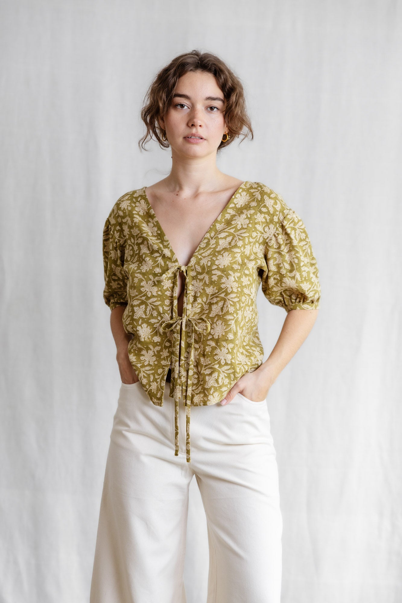 Image of Jyoti Fair Works dames vegan Blouse Kalira Blockprint Groen