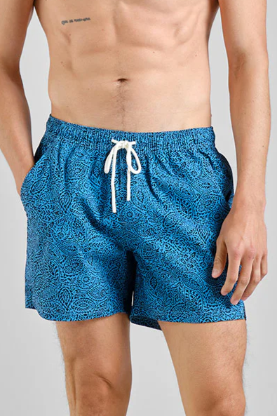 Image of DEDICATED mannen vegan Zwemshort Birka Paisley Blauw