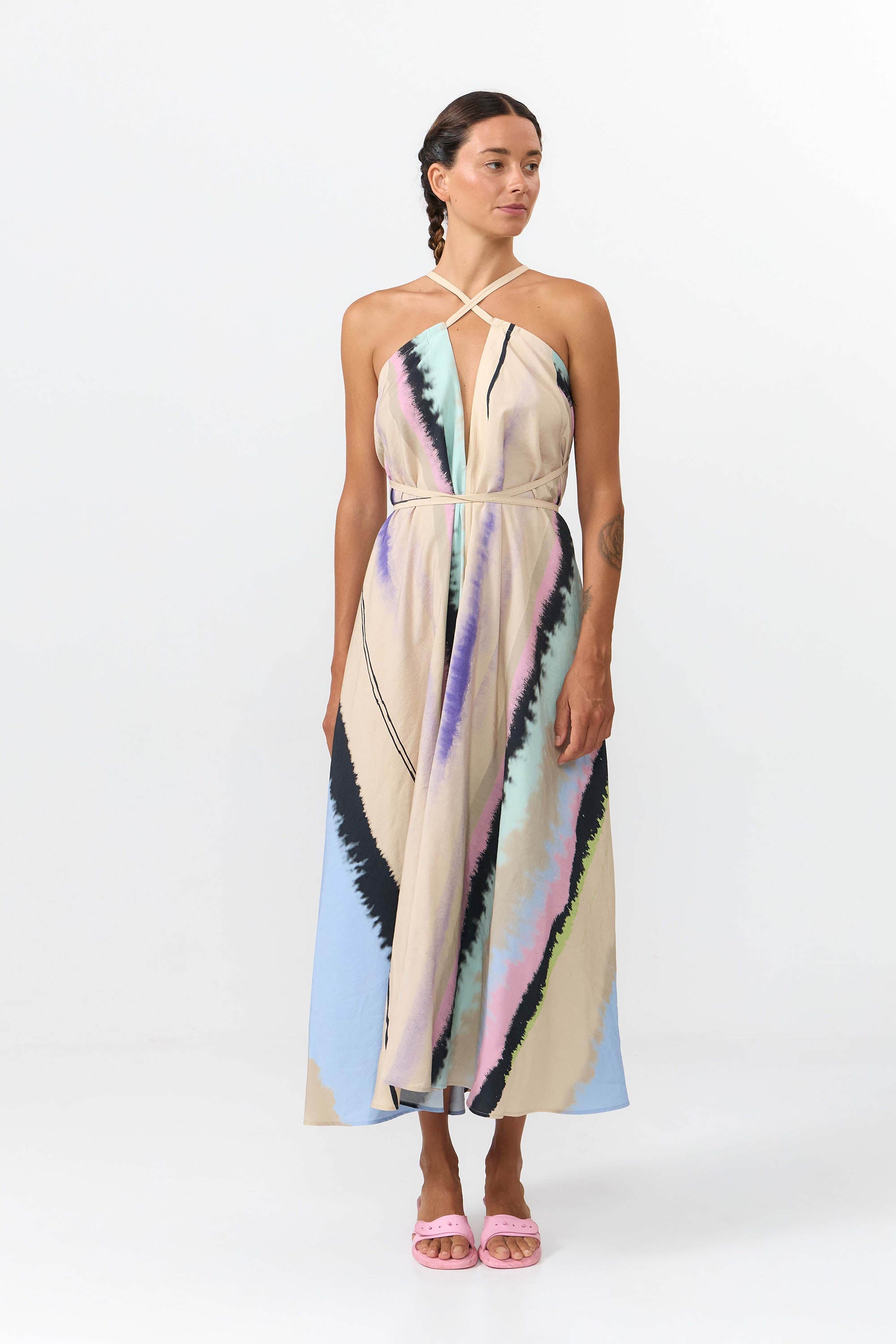 SUITE13LAB Damen vegan Kleid Mp Long Print Ones Multicolor