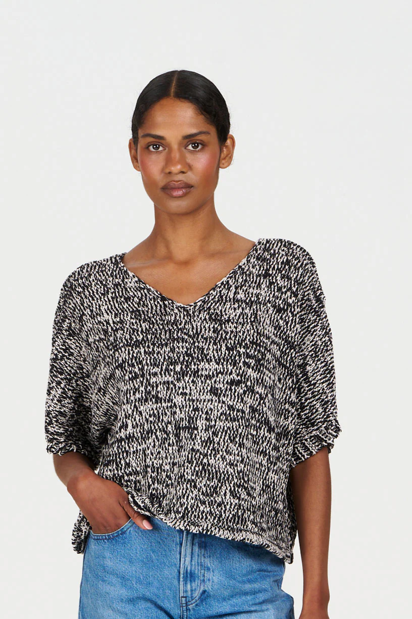 KOMODO Damen vegan Pullover Teresa Schwarz & Wei&Atilde;Ÿ