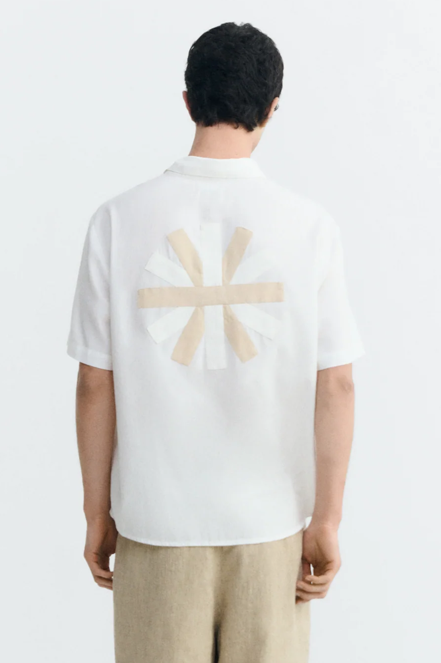Image of Thinking MU mannen vegan Shirt Paddy Back Patch Crème