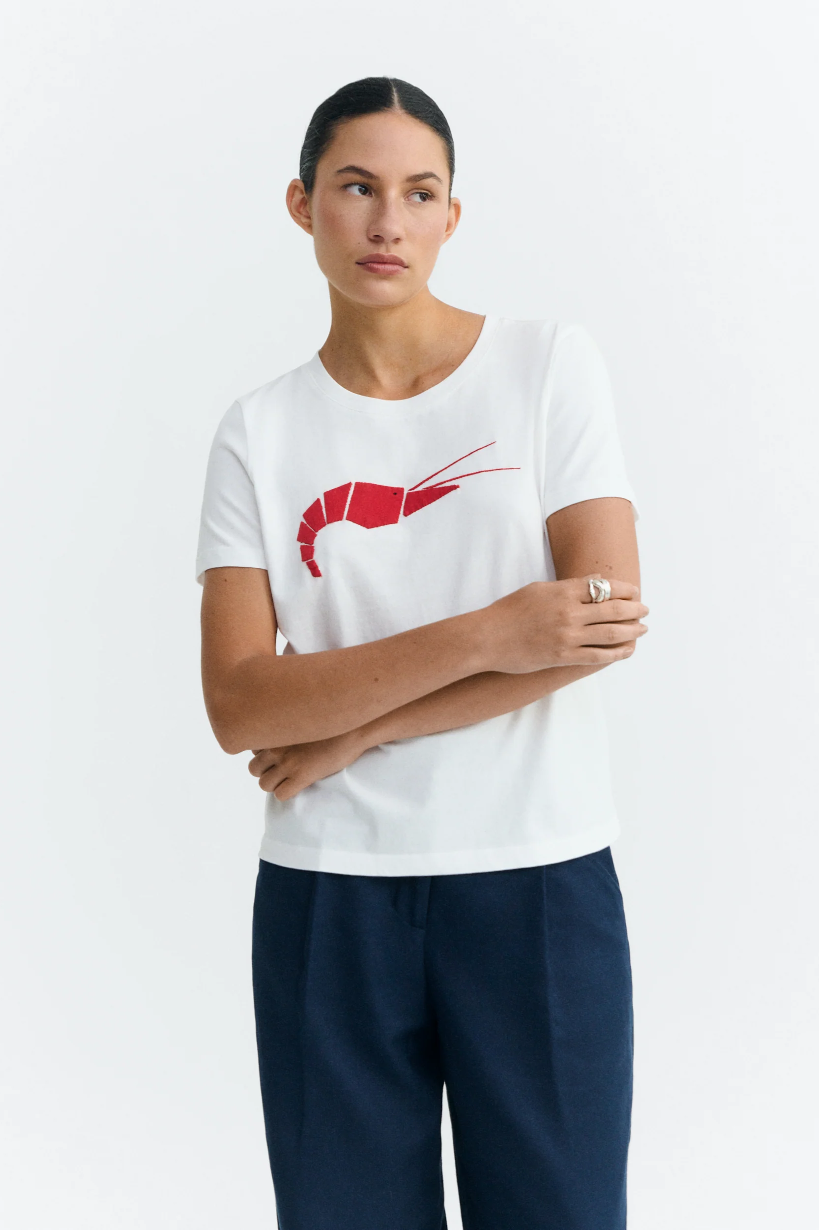 Thinking mu Damen vegan T-Shirt Patched Origami Ida Wei&Atilde;Ÿ