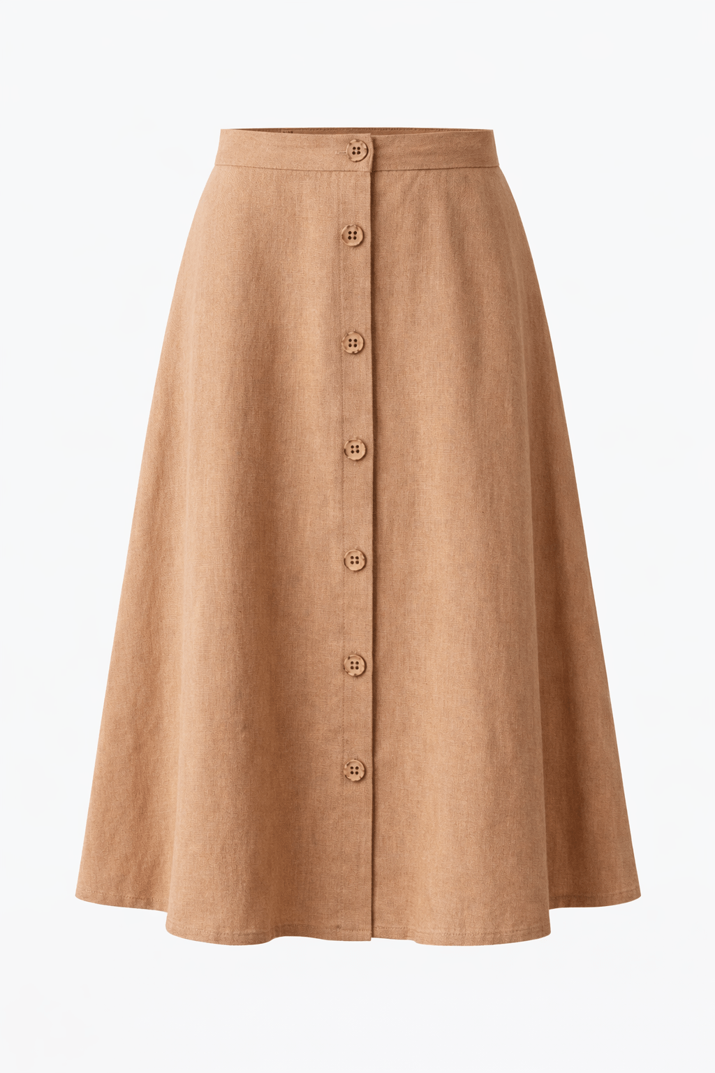 Image of De IONESCU dames vegan Midi Rok Van Linnen In Cappuccino-Stijl