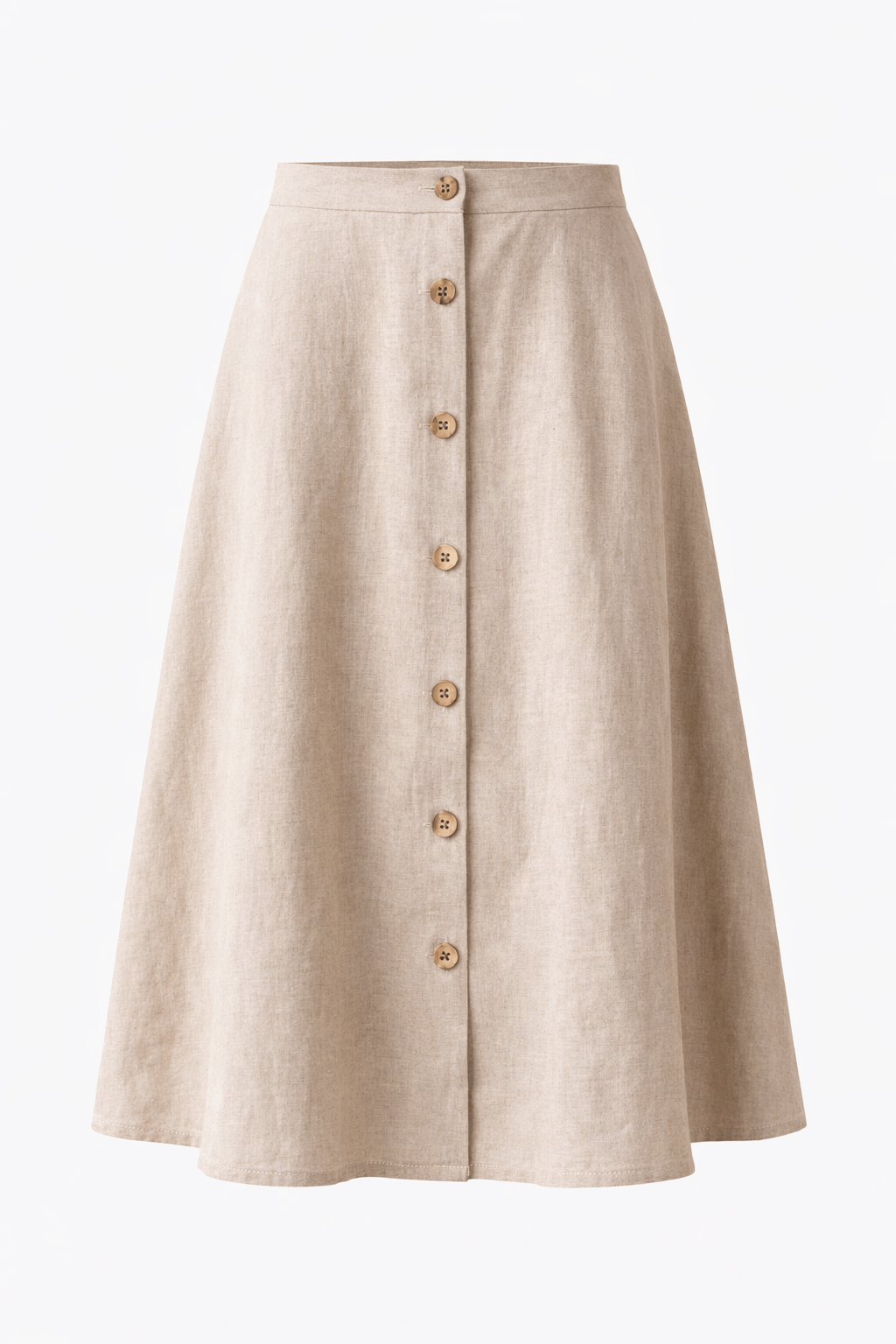 Image of De IONESCU dames vegan Midi Rok Van Linnen In Beige