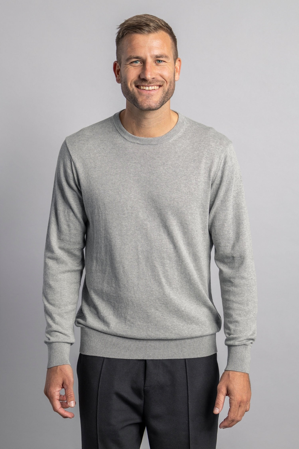 DIRTS Herren vegan Pullover Classic Knit Crewneck Grau Melange