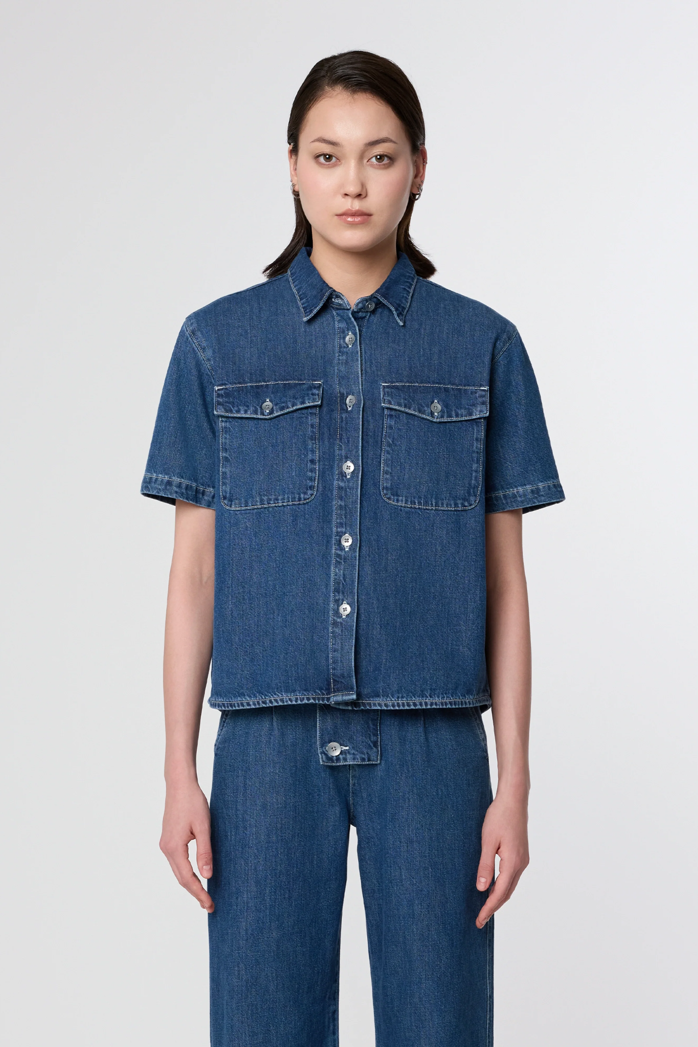 Image of Dawn dames vegan Shirt Blithe Medium Blauw
