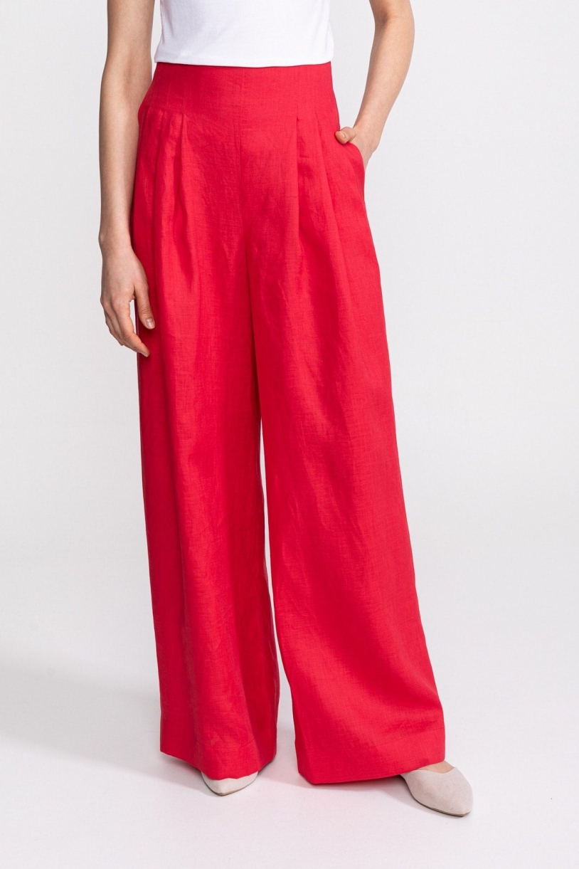 De IONESCU Damen vegan Hose Hohe Taille Deva Rot