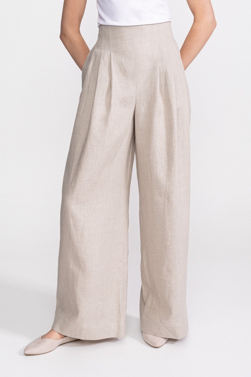 De IONESCU Damen vegan Hose High Waist Deva Beige