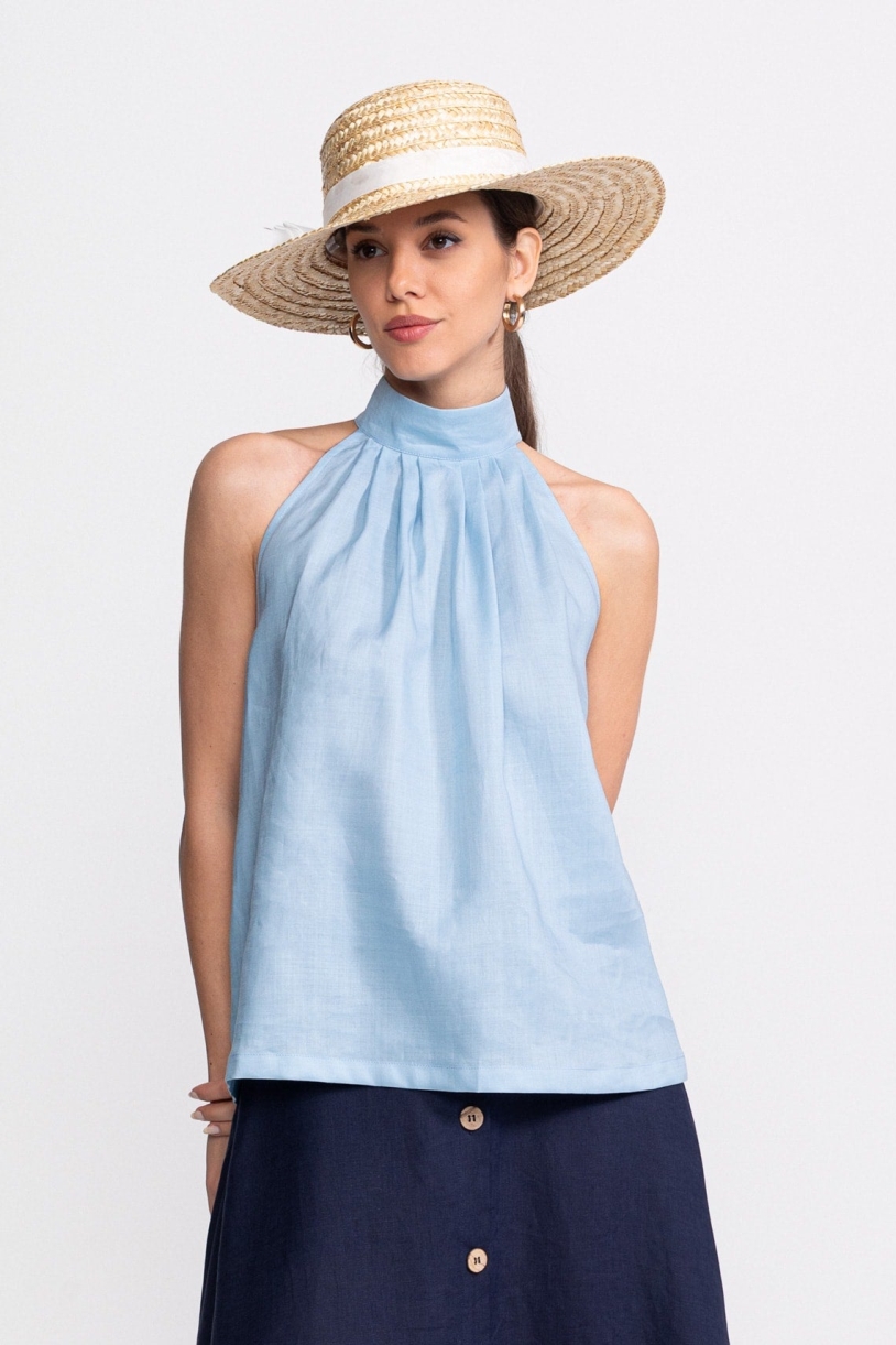 De IONESCU Damen vegan Neckholder Top Tismana Aqua