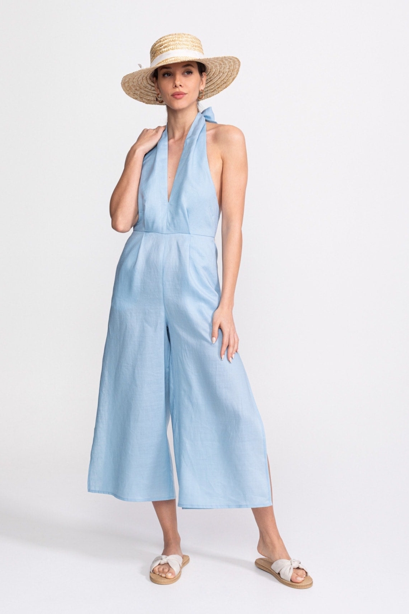 De IONESCU Damen vegan Jumpsuit Eforie Aqua