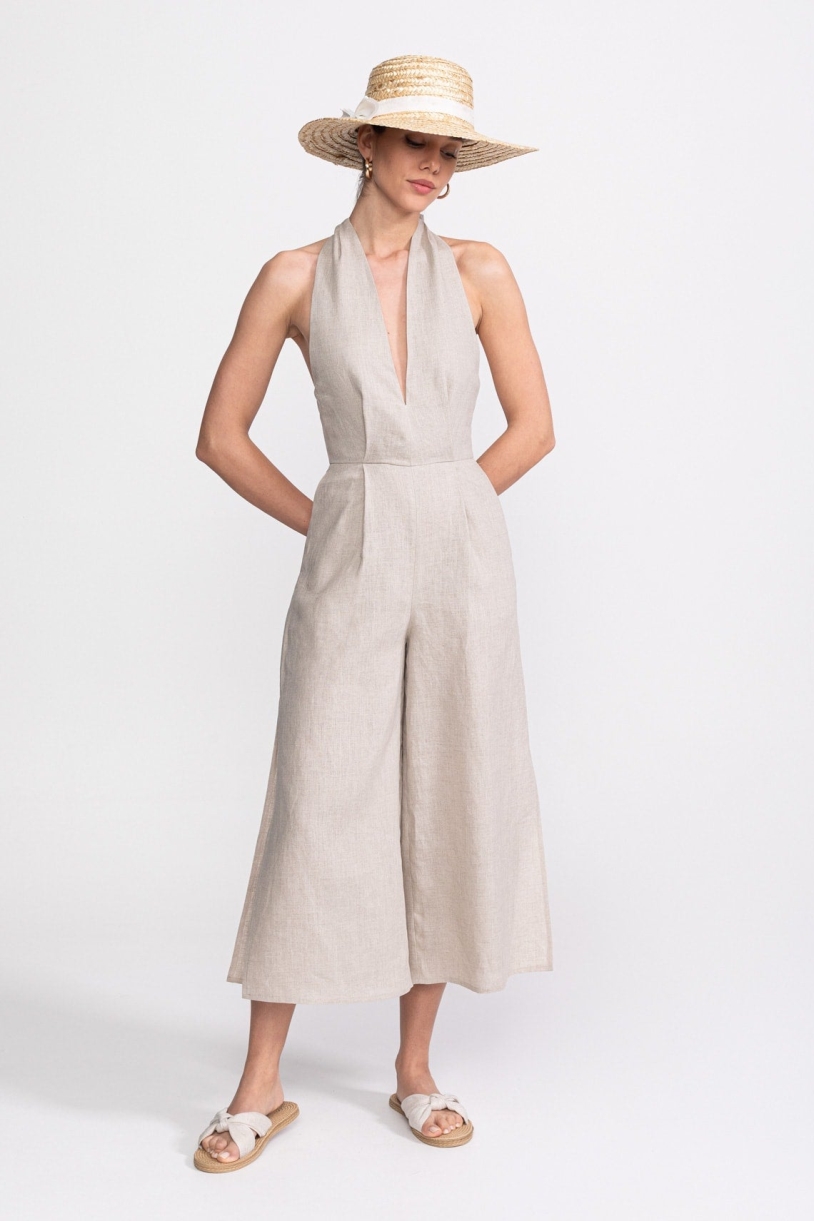 De IONESCU Damen vegan Jumpsuit Eforie Beige