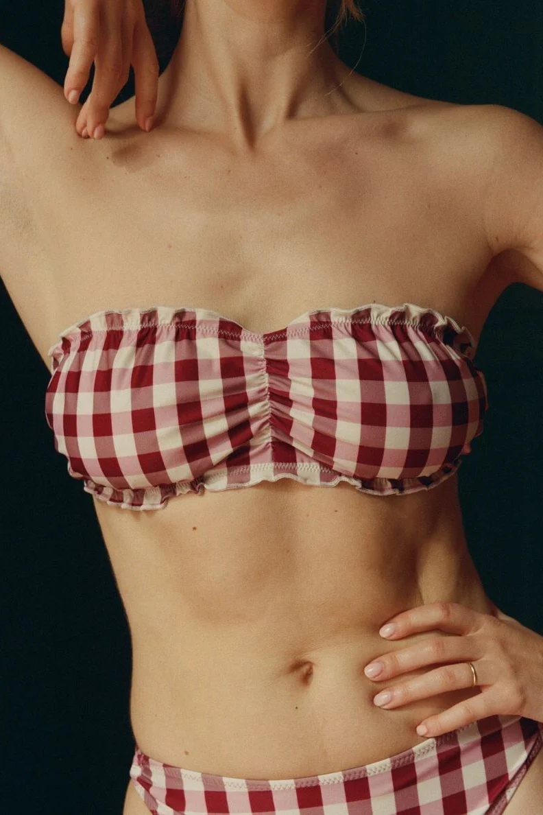 N&Atilde;&copy;n&Atilde;&copy;s Damen vegan Bikinioberteil Sally Tr&Atilde;&curren;gerlos Kariert Pink