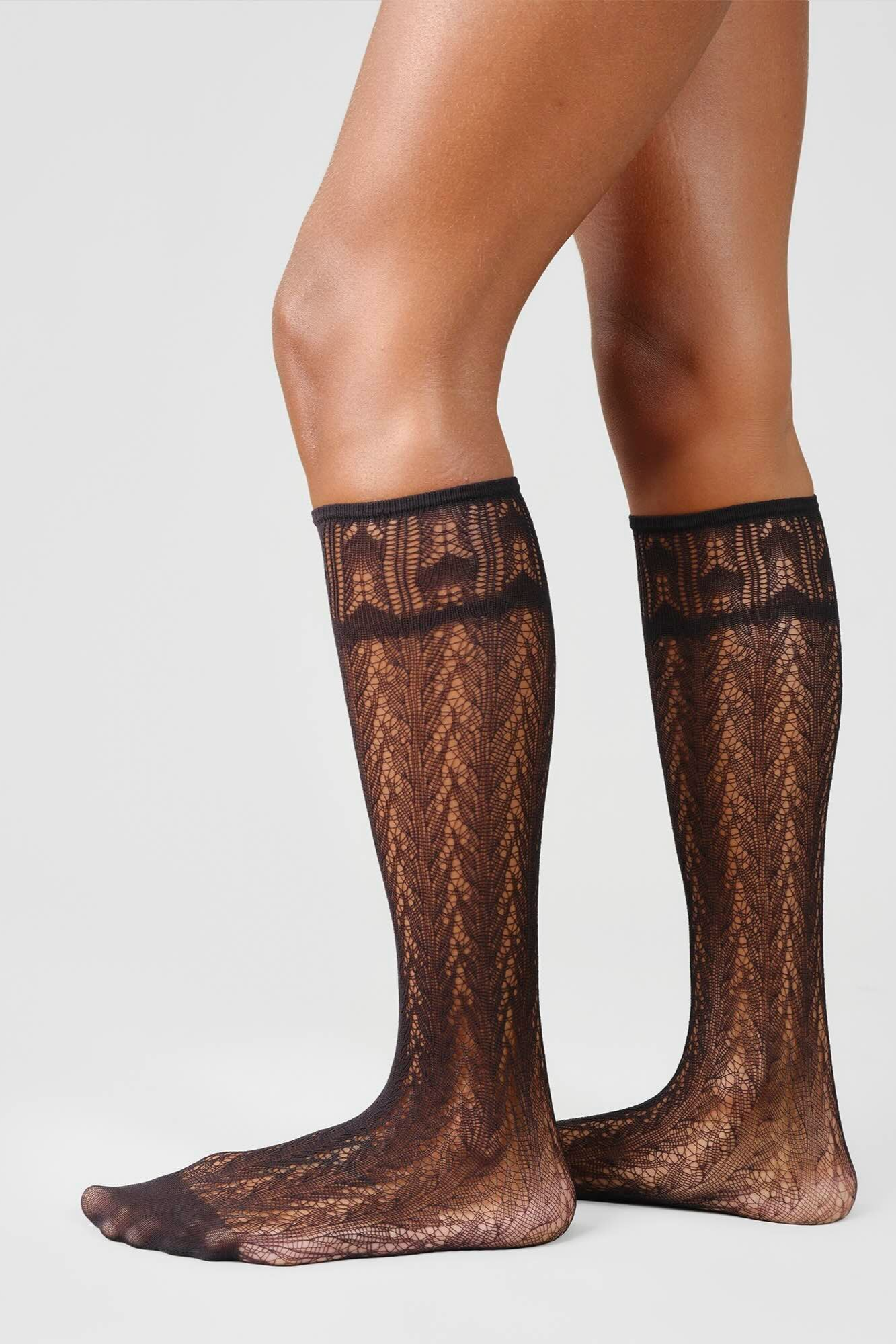 Swedish Stockings womens vegan Knee Highs Erica Crochet Black