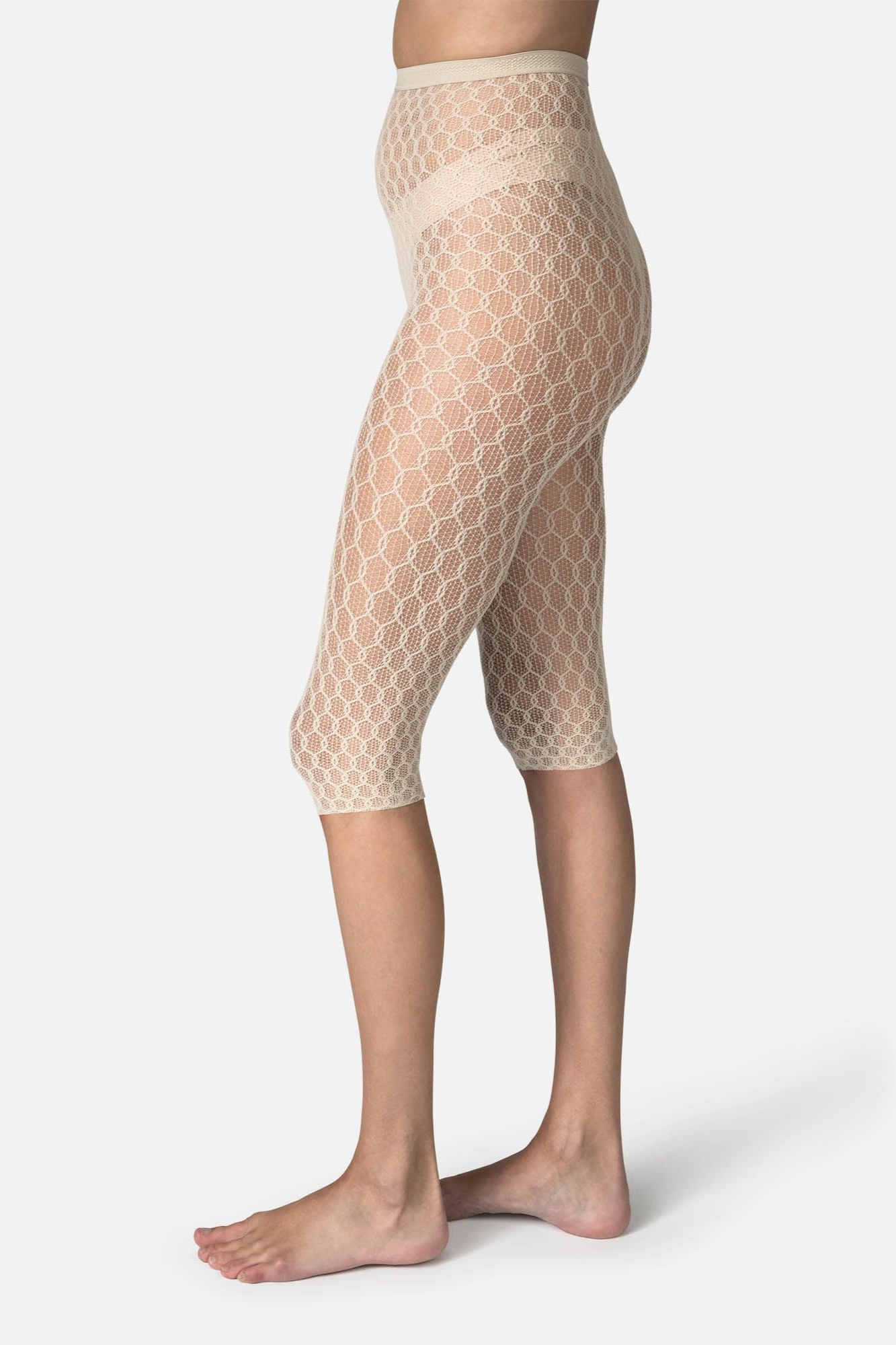 Swedish Stockings womens vegan Leggings Laura Net Capri Oyster Grey