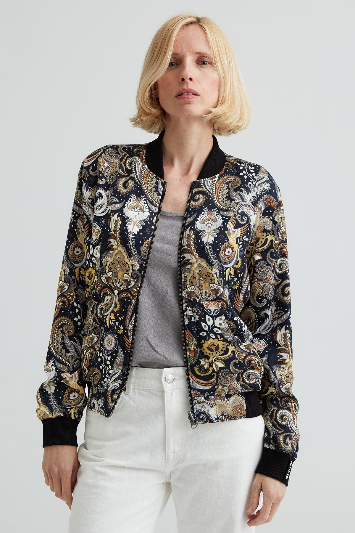Image of Yahmo dames vegan Omkeerbare Bomberjack Ruth Bird/Marineblauw