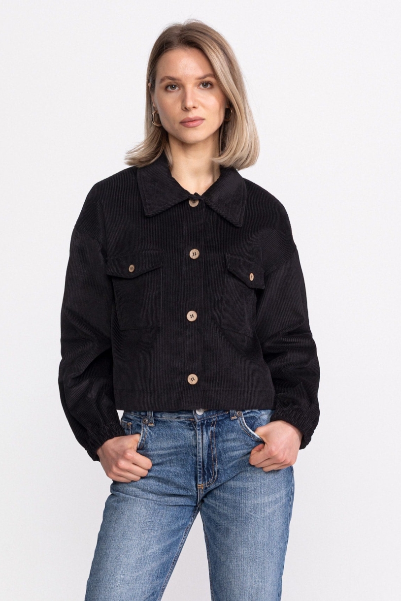 Image of De IONESCU dames vegan Corduroy Jas Sibiel Zwart