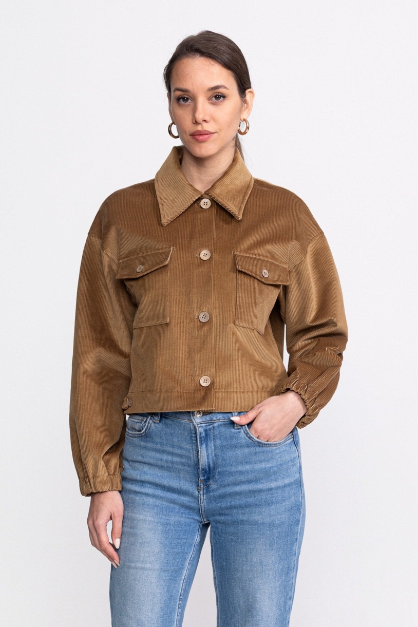 Image of De IONESCU dames vegan Corduroy Jas Sibiel Camel