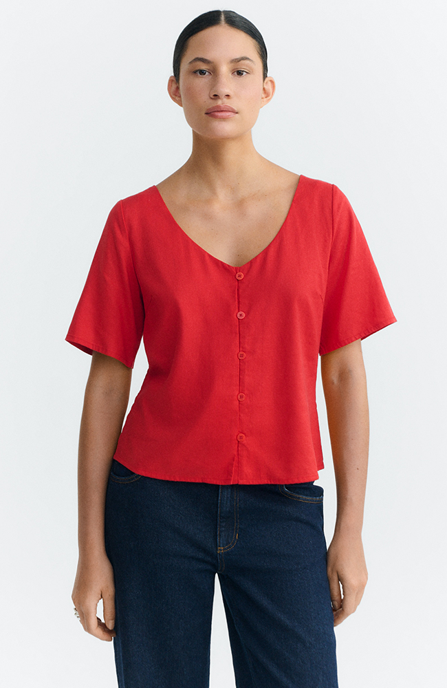Image of Thinking MU dames vegan Blouse Leia Clavel Rood