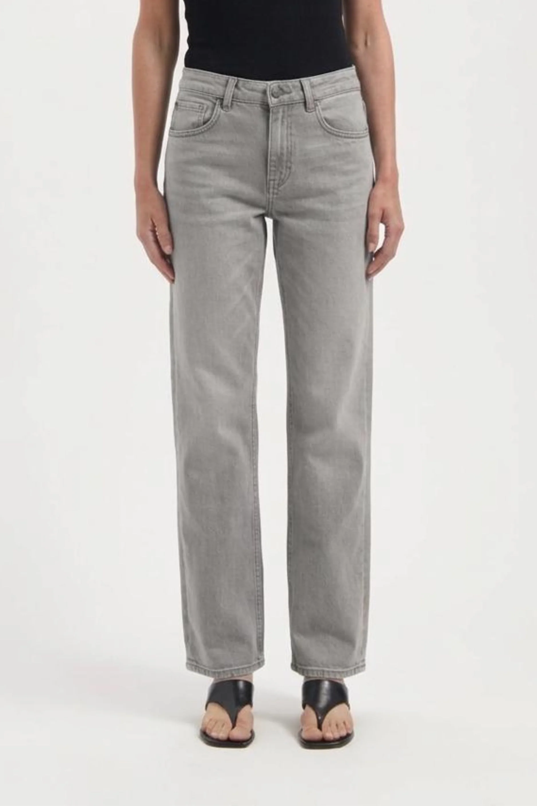 MUD Jeans Damen vegan Jeans Carry Mid Straight Faded Grey