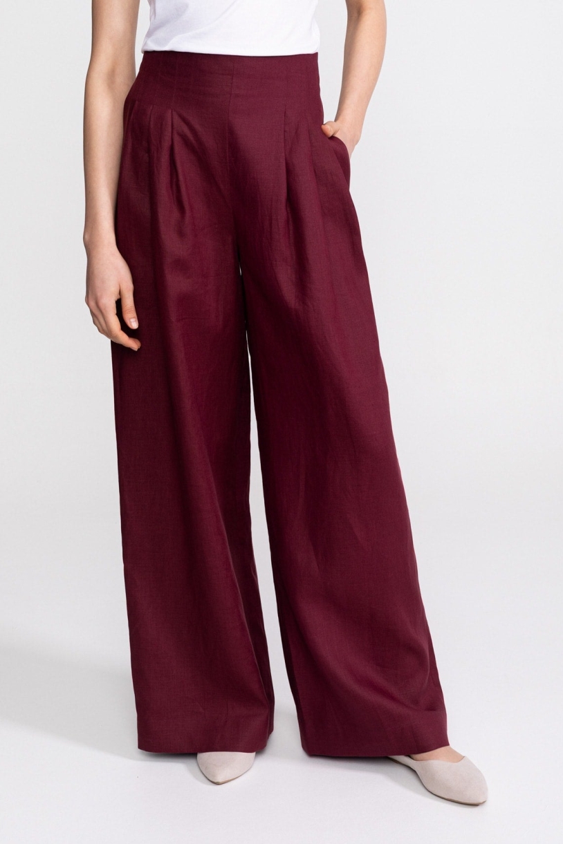 De IONESCU Damen vegan Hose High Waist Deva Bordeaux