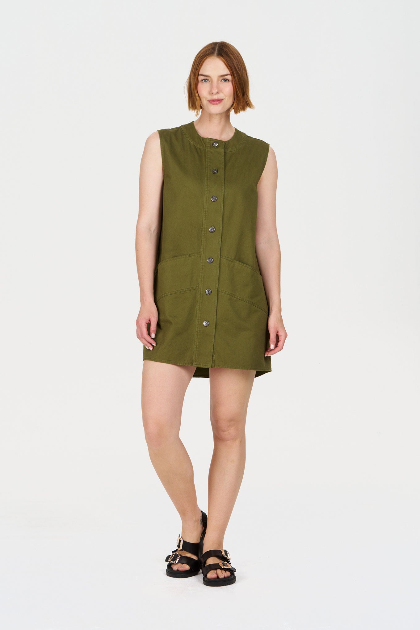 KOMODO Damen vegan Kleid Rosie Khaki