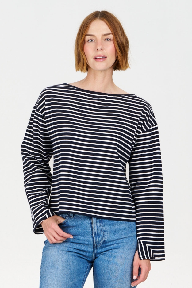KOMODO Damen vegan Top June Marineblau Gestreift