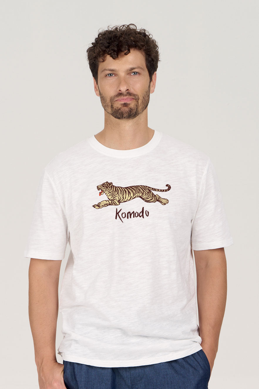 KOMODO Herren vegan T-Shirt Le Tigre Wei&Atilde;Ÿ