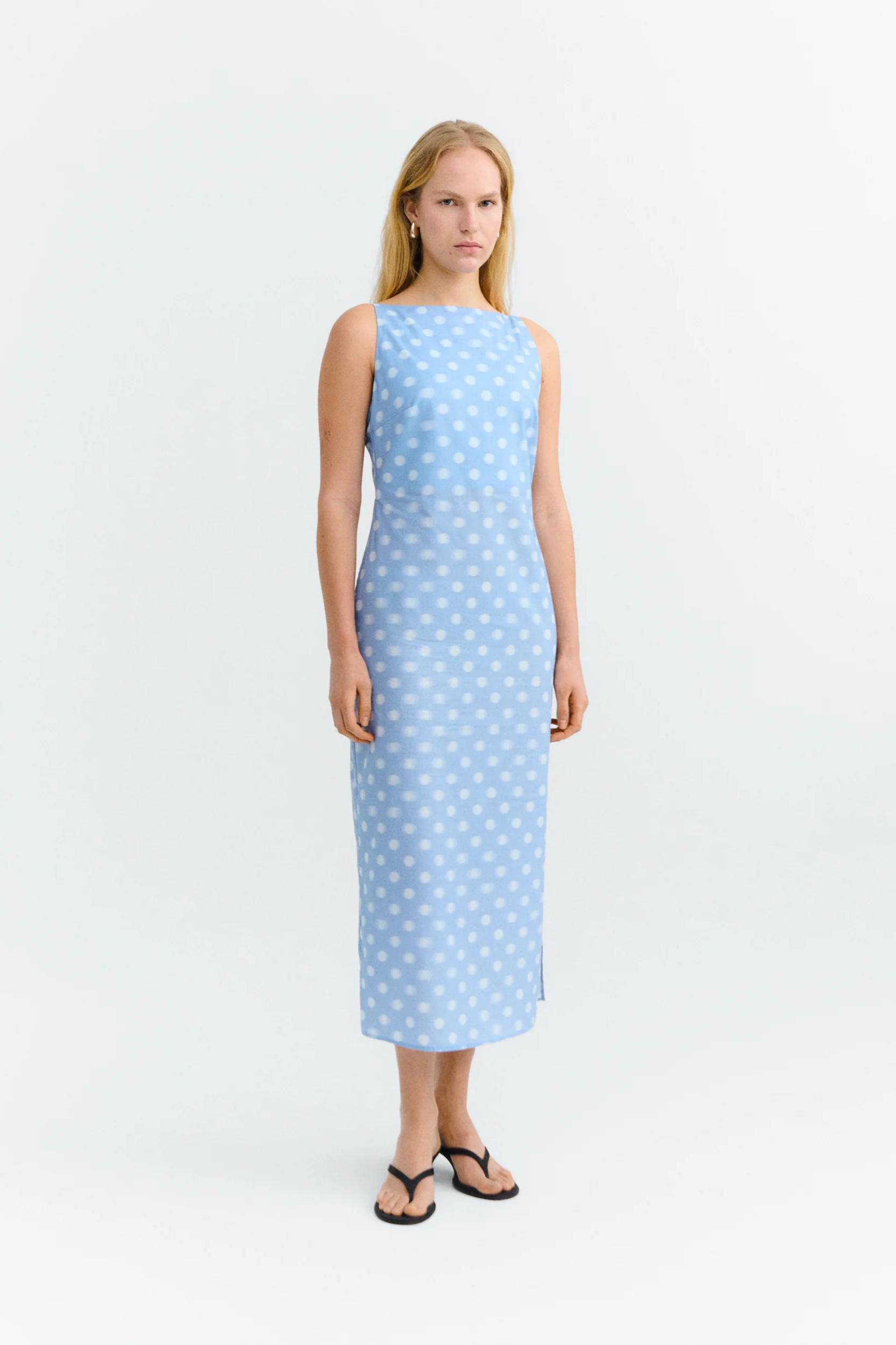 Thinking mu Damen vegan Kleid Sunniva Blau Polka Dots