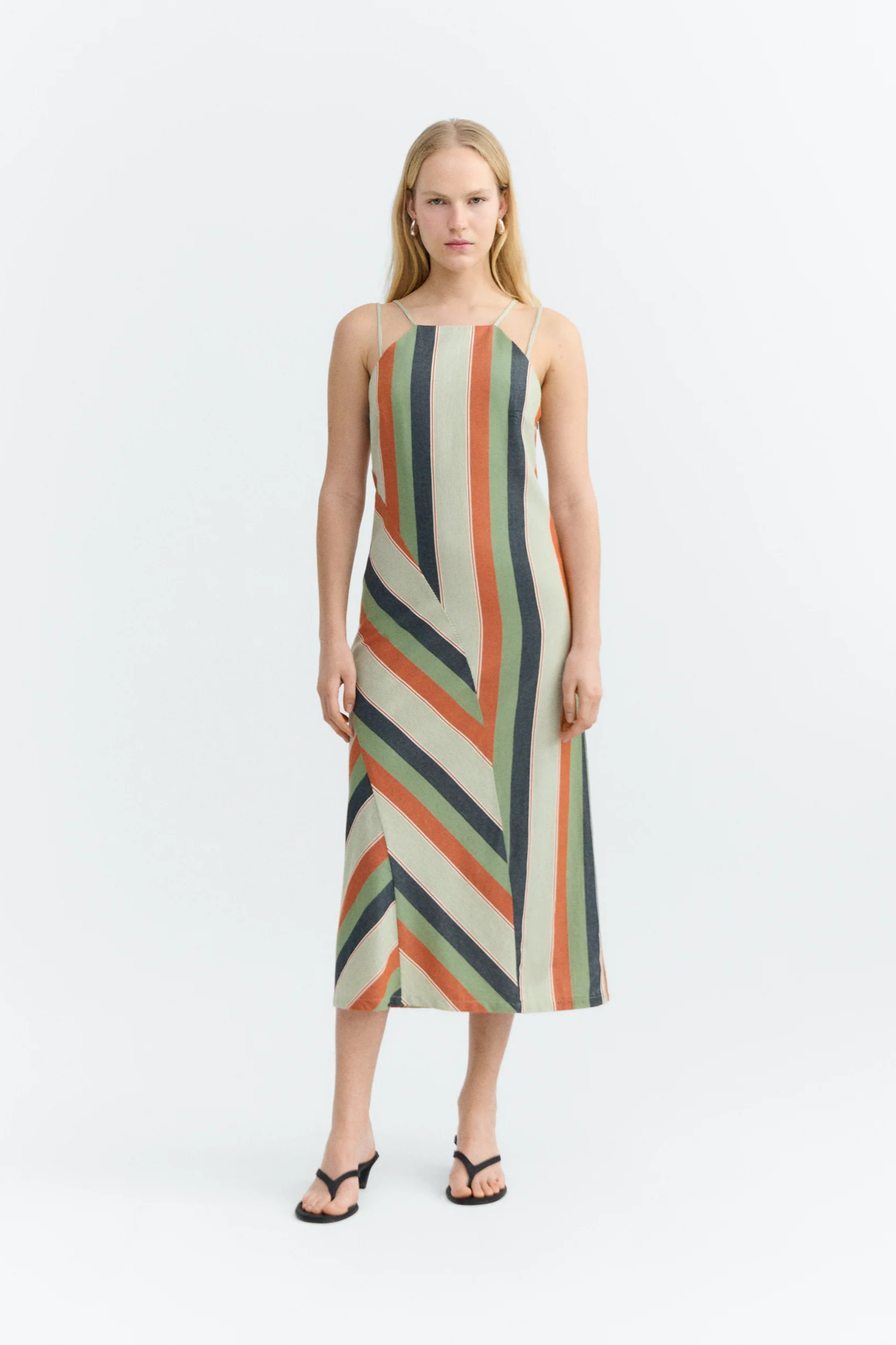Thinking mu Damen vegan Kleid Helia Lang Mehrfarbig Gestreift