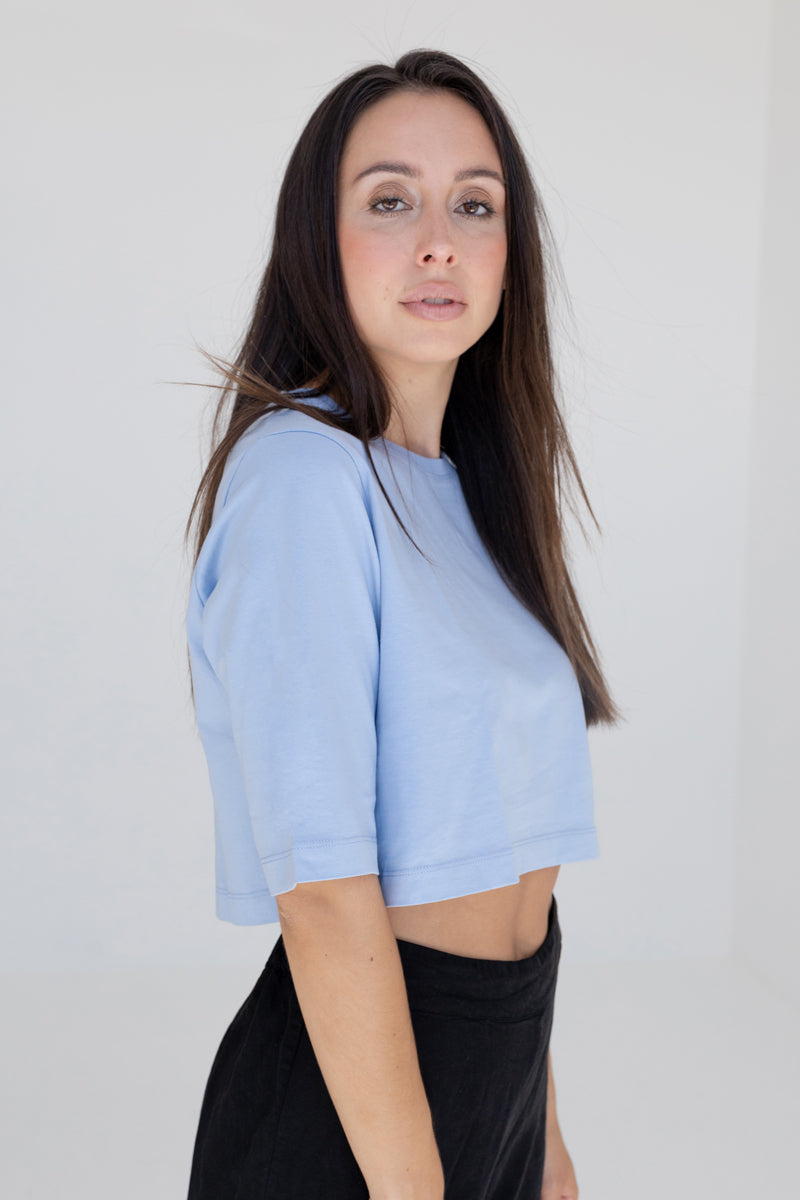 Marenika Damen vegan Crop Top Elisa Hellblau