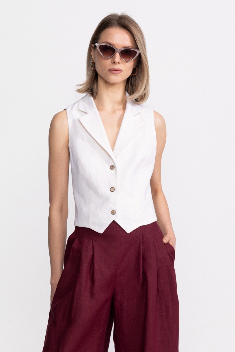 De IONESCU Damen vegan Weste Snagov Off White