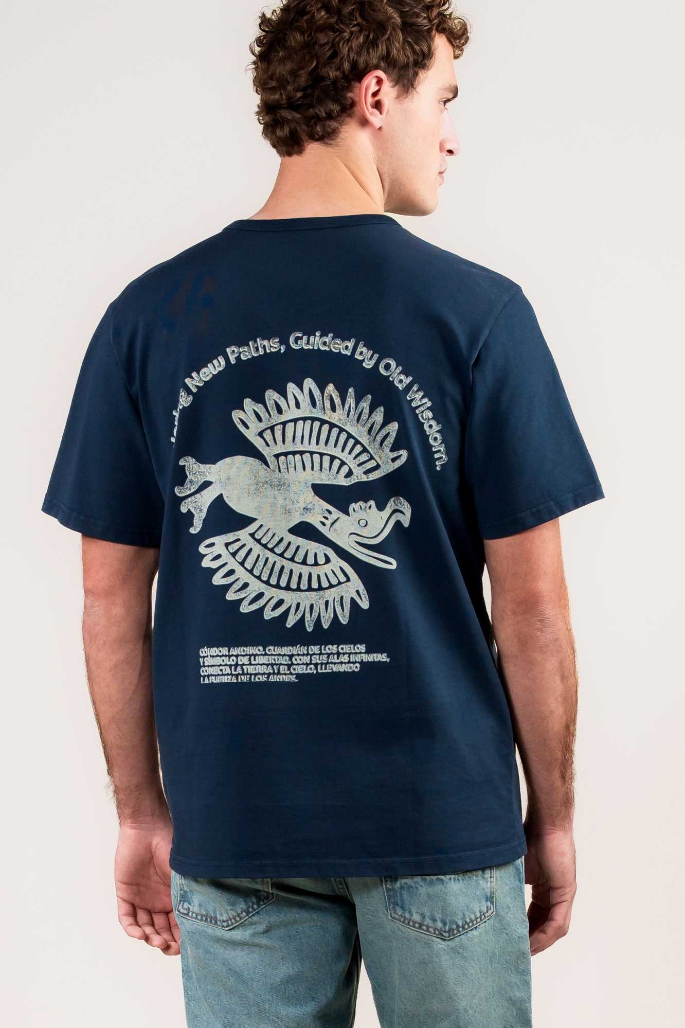 Image of Kuyichi mannen vegan T-Shirt Liam Condor Middernachtblauw