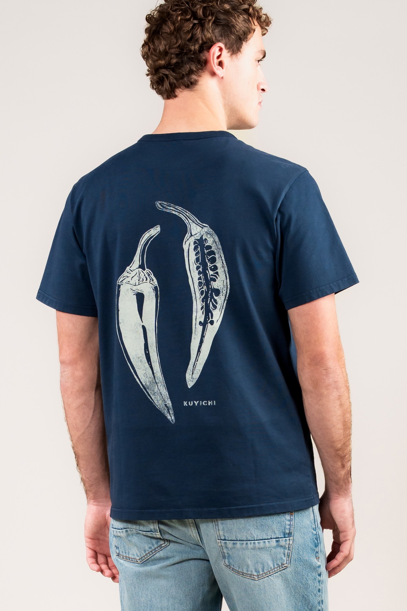 Image of Kuyichi mannen vegan T-Shirt Liam Pepper Midnight Blue