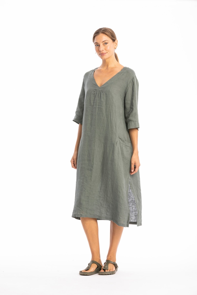RAVENS VIEW IBIZA Damen vegan Kleid Isola Olivgr&Atilde;&frac14;n