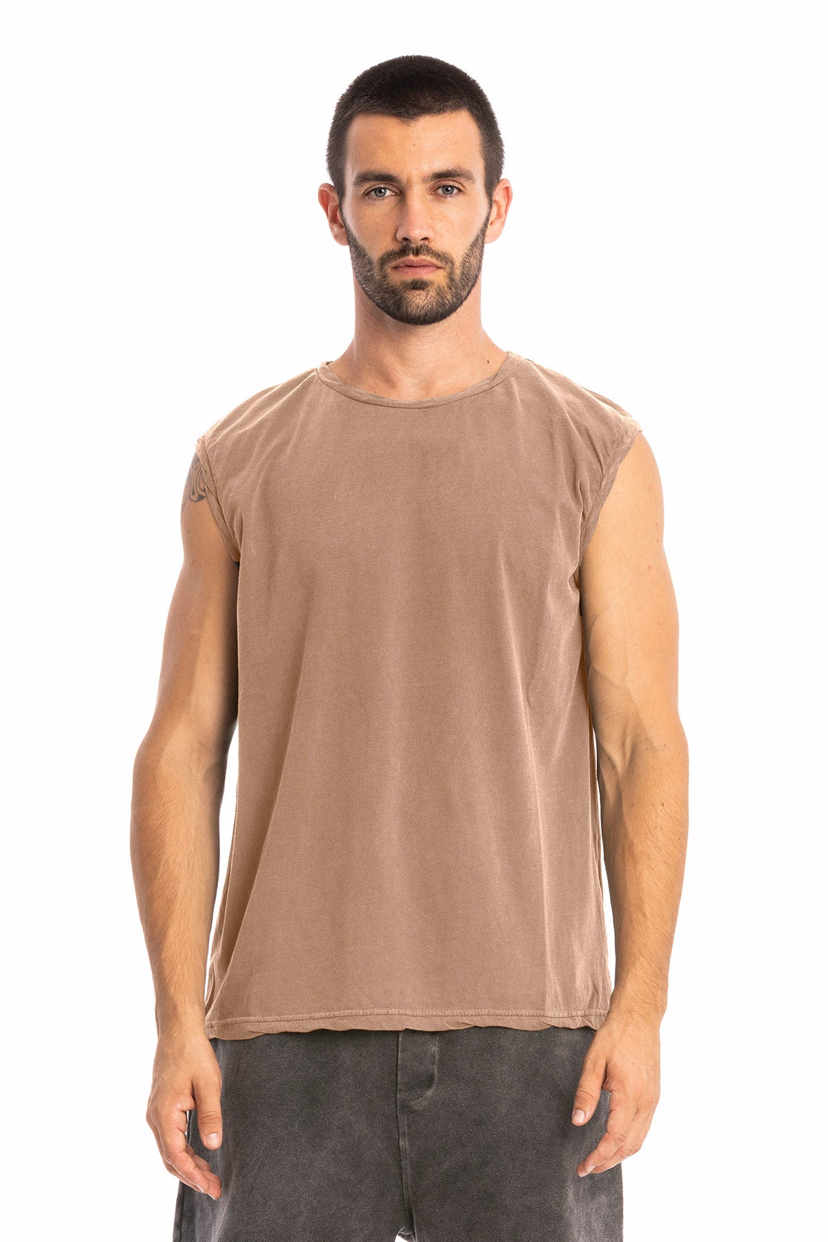 Image of RAVENS VIEW IBIZA mannen vegan Bodhi Ns T-Shirt Taupebruin