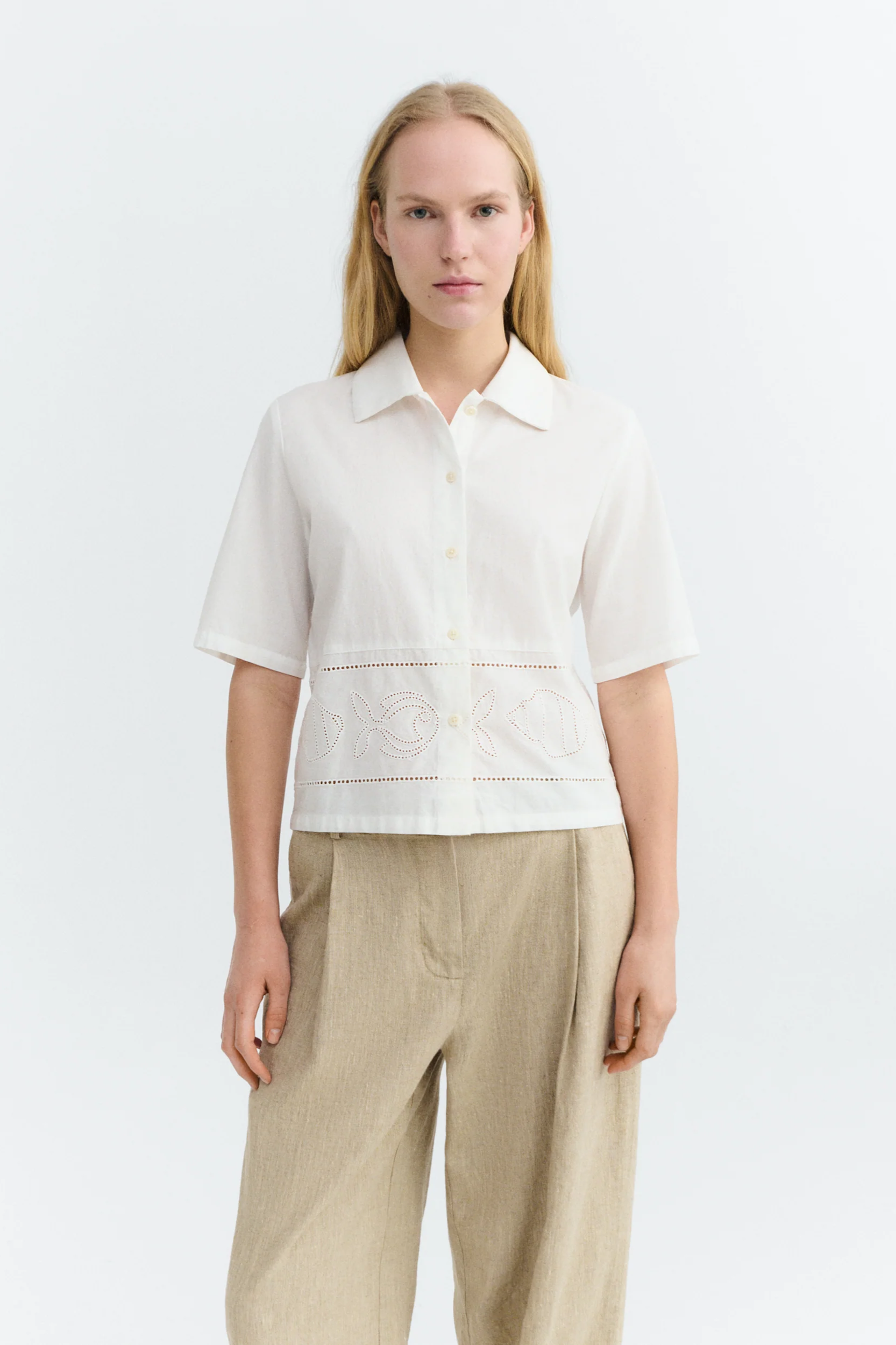 Image of Thinking MU dames vegan Blouse Ane Geborduurd Wit