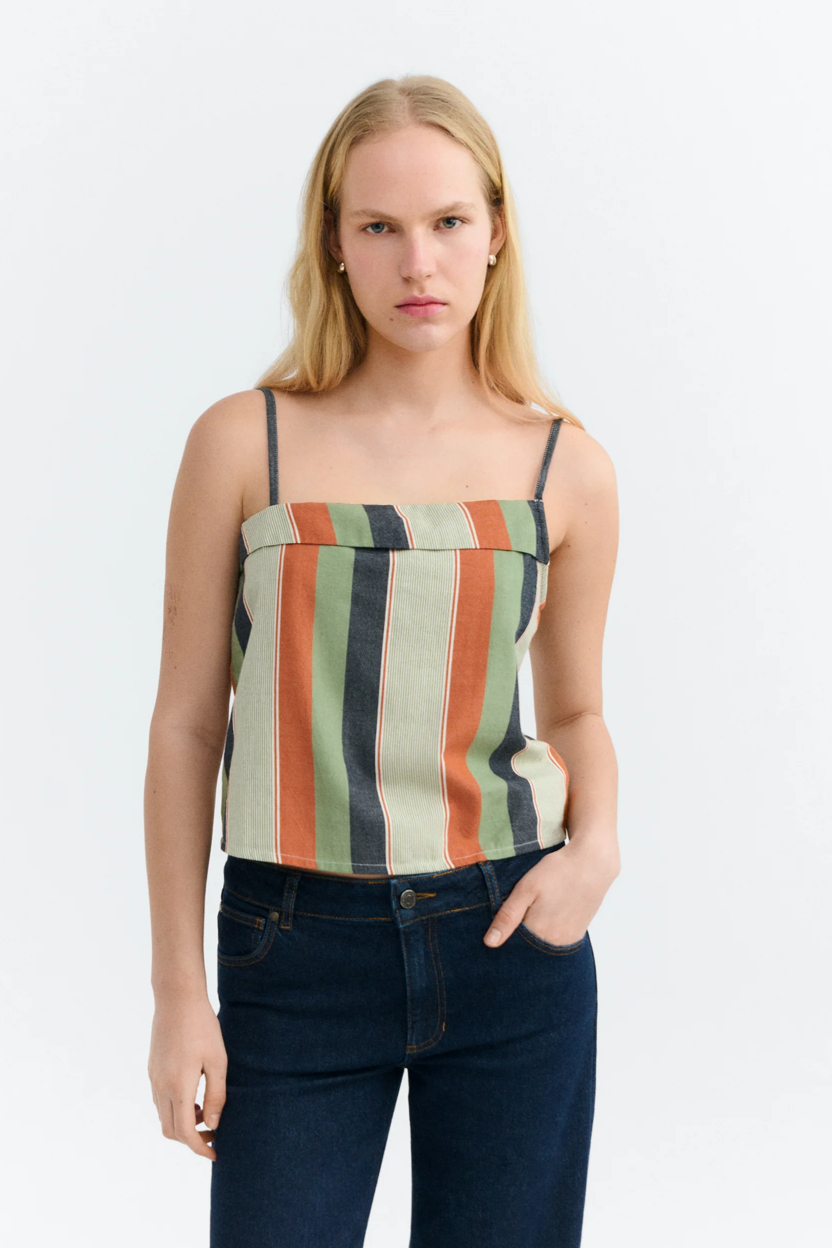 Thinking mu Damen vegan Top Raida Multicolor Gestreift