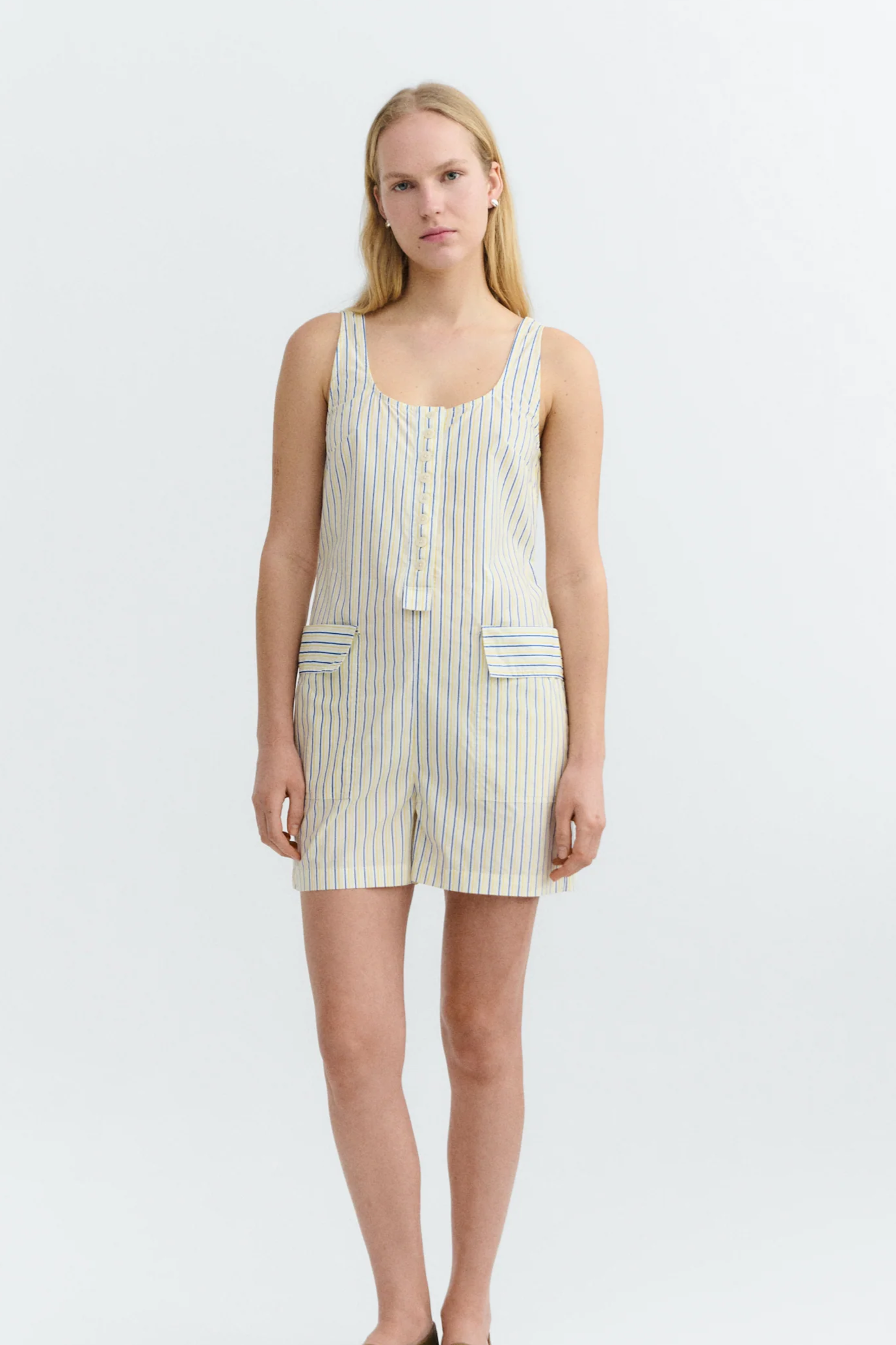 Thinking MU womens vegan Jumpsuit Maud Striped Cream