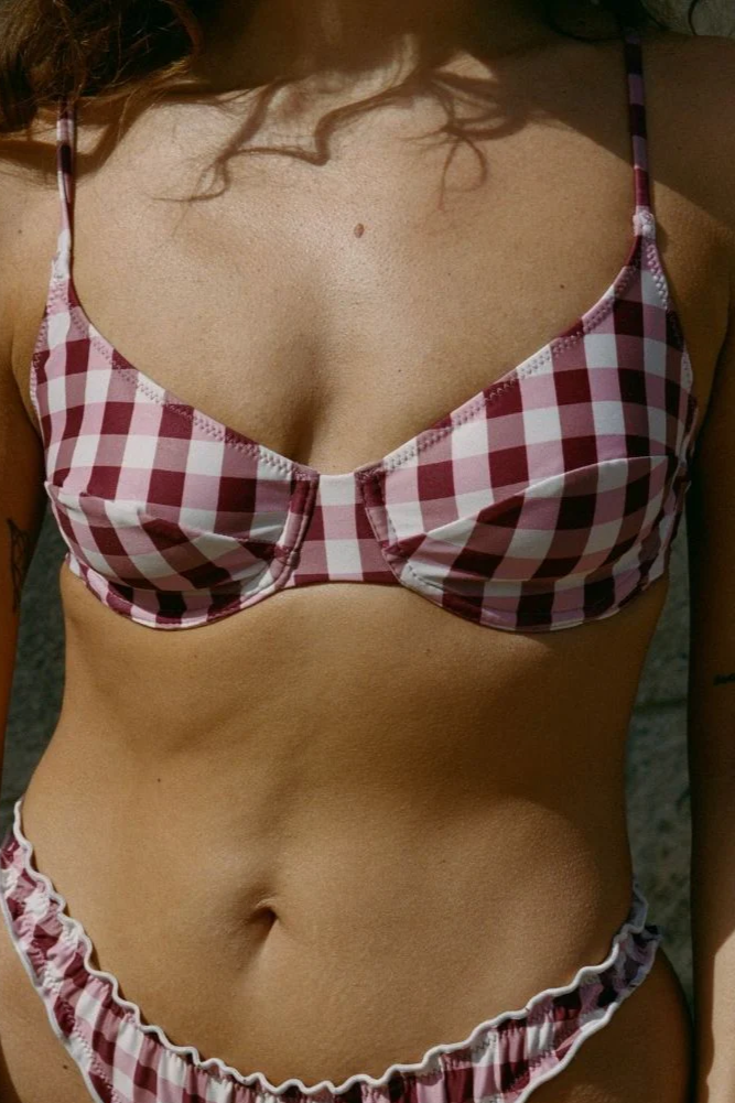 N&Atilde;&copy;n&Atilde;&copy;s Damen vegan Bikinioberteil Mona Pink Vichy