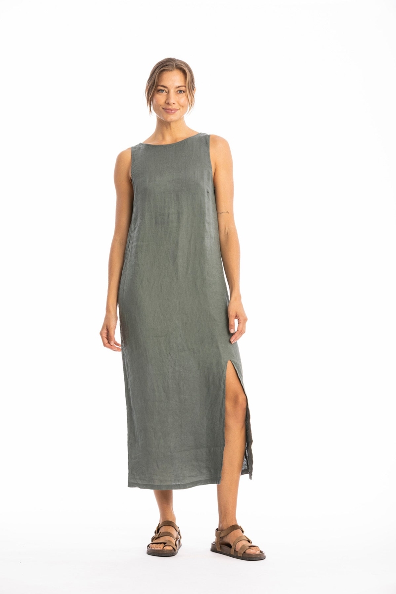 RAVENS VIEW IBIZA Damen vegan Kleid Nicola Olivgr&Atilde;&frac14;n