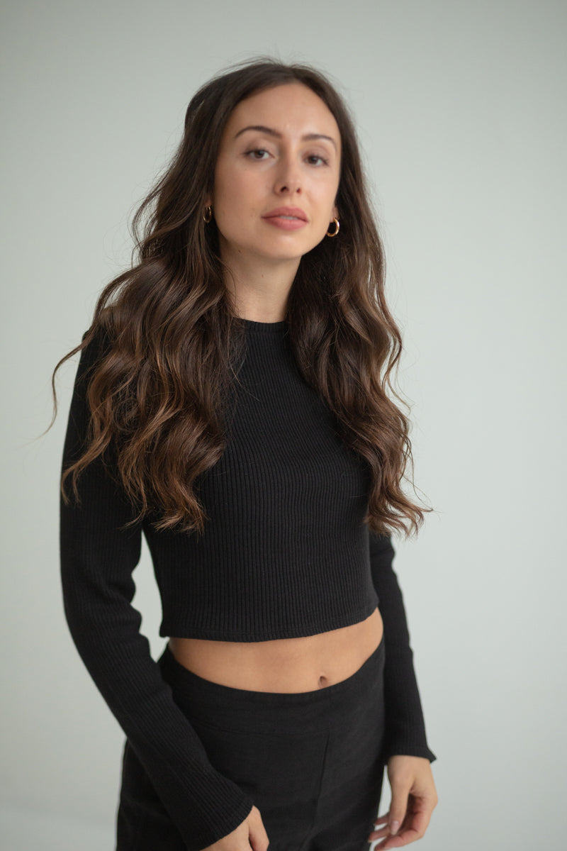 Marenika Damen vegan Crop Top Ella Schwarz
