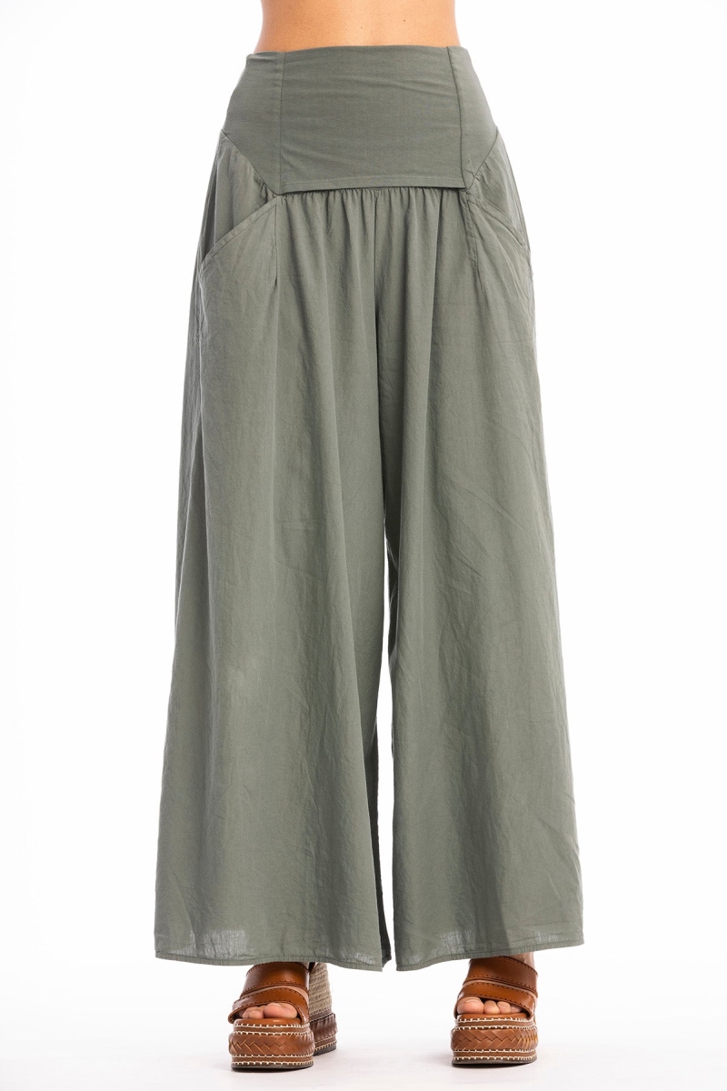 RAVENS VIEW IBIZA Damen vegan Hose Easy Skirt Olivgr&Atilde;&frac14;n